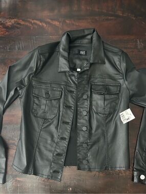 Kut from the Kloth Black Faux Leather Bomber Jacket